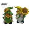 Pastoral Style Home Accents Sunflower Gnome Statue Ornaments, Resin Faceless Figurines, Tiered Tray Seasonal Decor Tabletop Figures for Indoor Outdoor