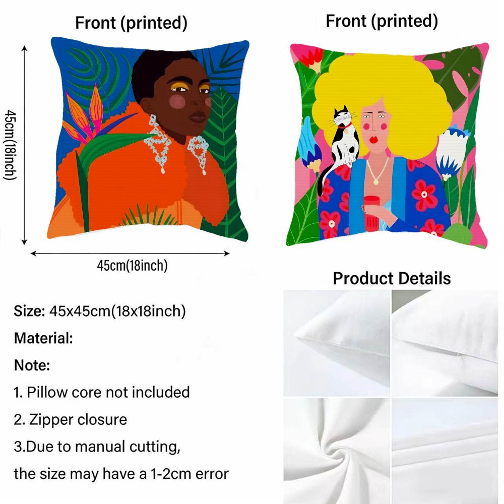 L-Lucilla Vecchiarino Cushion Cover Cushion Cover Pillowcase, Anti-Mite Invisible Zipper, Linen Sofa Cushion