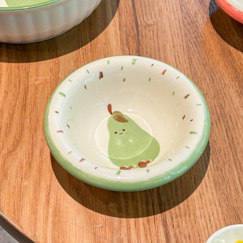 Cute Painted Ceramic Bowls for Daily Use Fun Food Designs Ideal for Dessert and Snack Home Kitchen Tableware