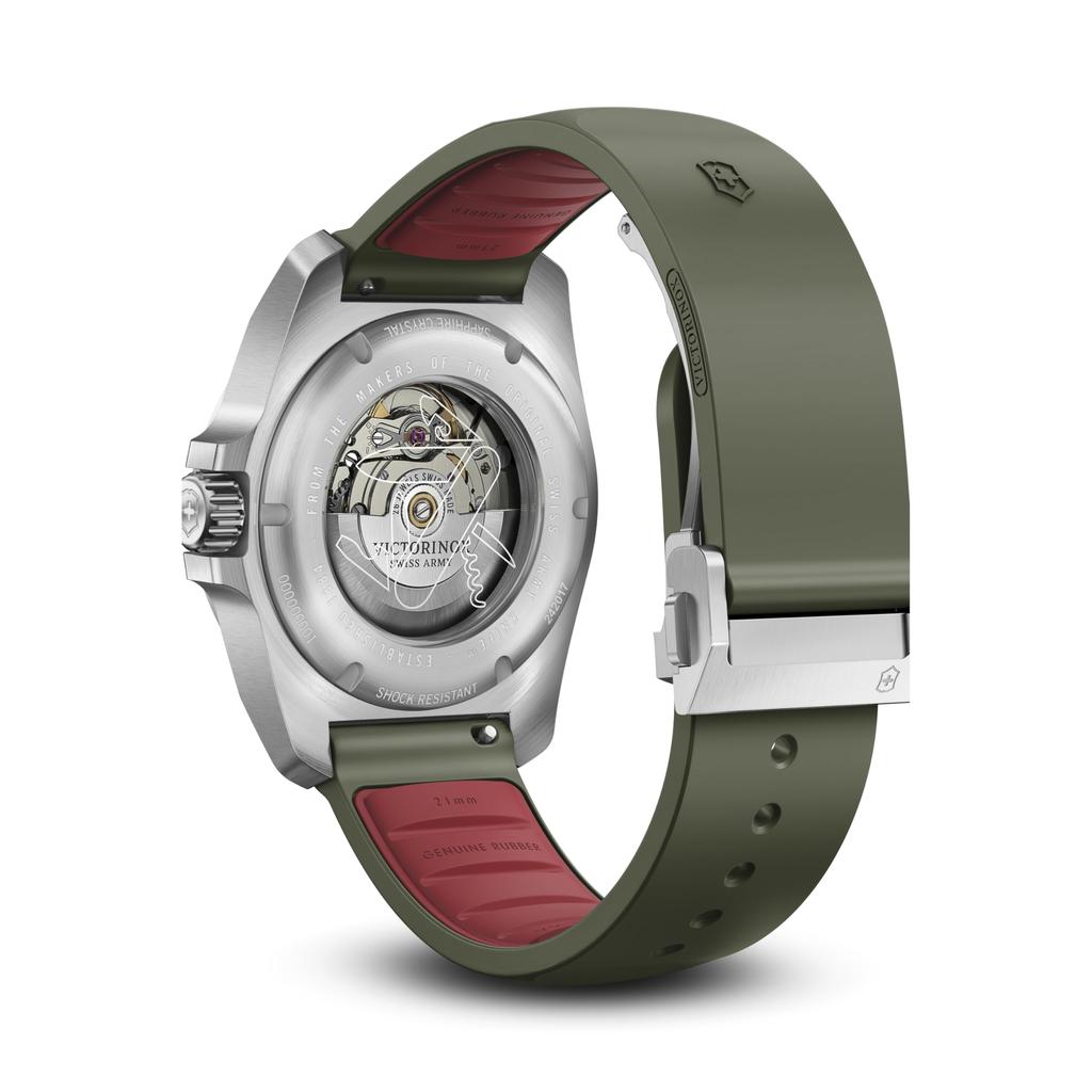 VICTORINOX Automatic Watch Analog Waterproof Automatic Winding Green Dial Green Rubber Strap Stainless Steel Case Multi Tool Set Strap Replacement 5