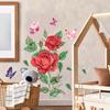 Realistic Roses and Butterflies Flower Wall Sticker for Background Self-Adhesive Removable Home Decor
