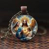 A Jesus Our Lady necklace pendant holy guardian Christian Jesus glass pendant necklace accessories suitable for daily wear