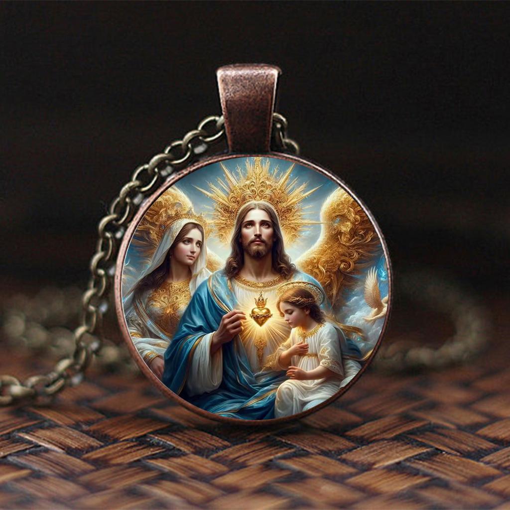 A Jesus Our Lady necklace pendant holy guardian Christian Jesus glass pendant necklace accessories suitable for daily wear