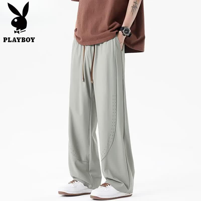 

PLAYBOY Summer Laser Perforated Ice Silk Wide-Leg Casual Trousers 5XL
