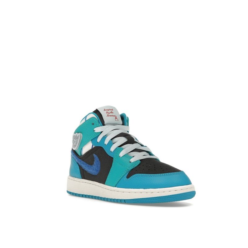 Air Jordan 1 Mid GS, вдохновленные лучшими детскими кроссовками, синий антрацит, ледниково-синий FJ9482-004