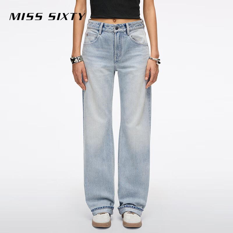 MISS SIXTY Women s Mid-Waist Distressed Straight-Leg Jeans 26