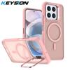 KEYSION Lens Stand Magnetic Phone Case for MagSafe for HONOR X6c X5b Plus Matte Translucent Shockproof Cover for Honor X5b Plus X6c