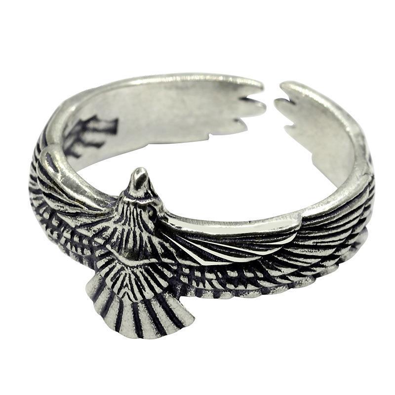 

Retro Eagle Ring Feather Ring Kitty Open Ring Retro Couple Ring Silver Eagle Index Finger one size(US size 6-13) срібний