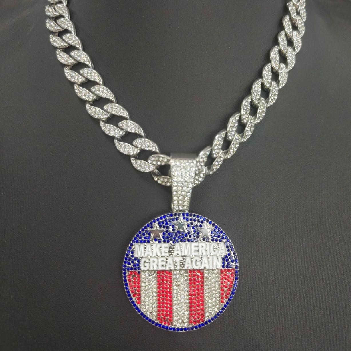 

MAKE AMERICA GREAT AGAIN Drip Oil Alloy Men s Necklace – Round & Colorful Design