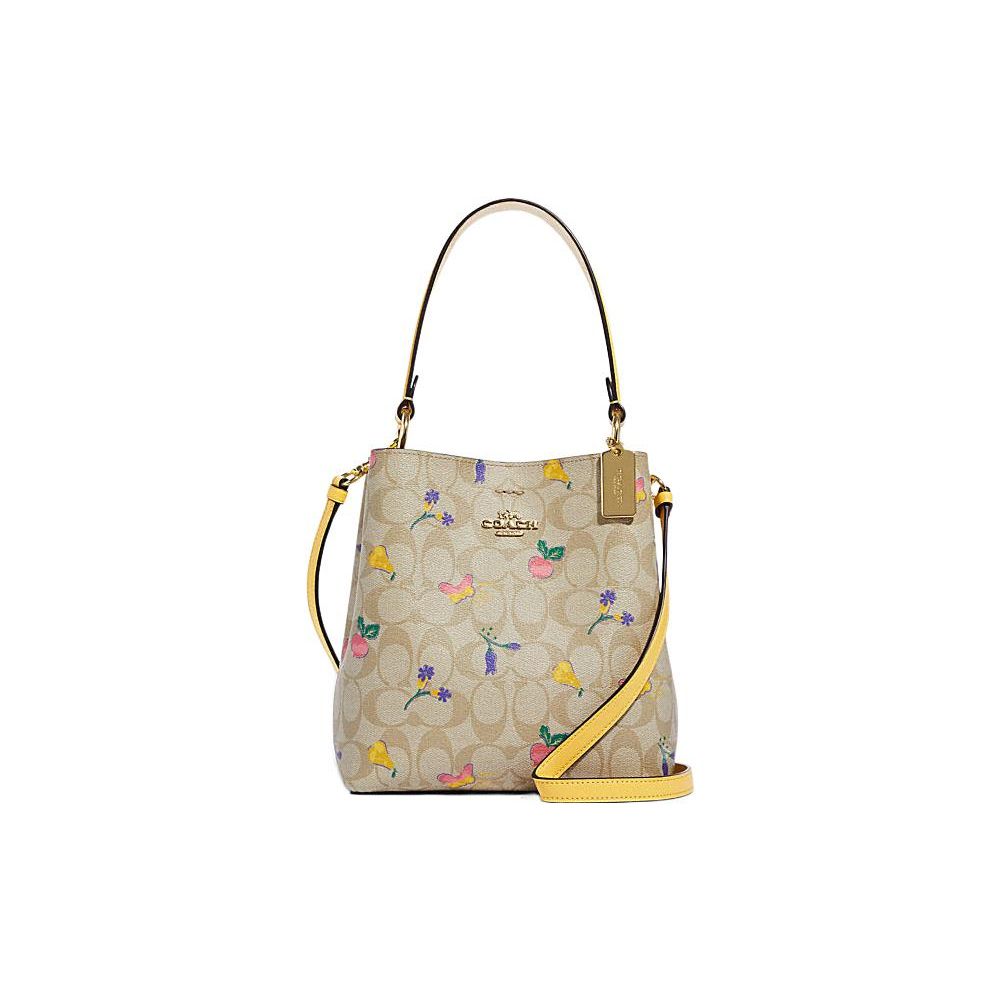 

Coach Town 22 Classic Monogram Floral Fruit Print Bucket Bag Women handbags Khaki Yellow C8254-IMTVE Basic Set (Bag+Dust Bag)