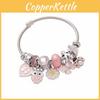 Owl And Flower Charm Bracelet With Electroplated Finish For Casual Daily Wear