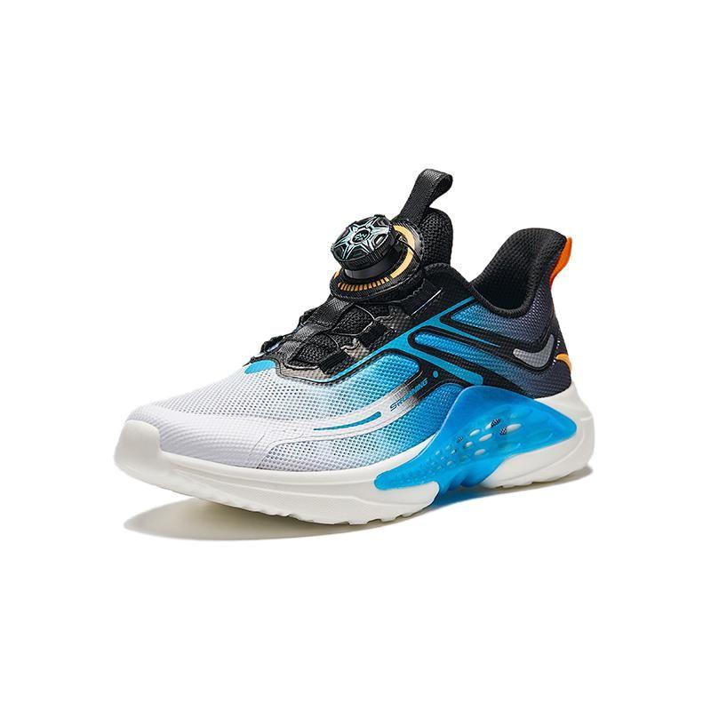 Anta Kids Synthetic Leather Fabric Shock Absorbing Wear Resistant Low Top Running Shoes Kids Sneakers White Blue Black A312425509-1