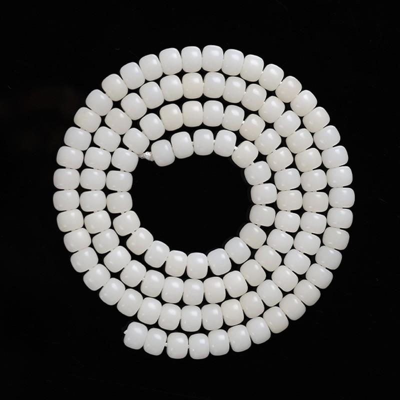 Natural White Bodhi Seed Bracelet 114 Beads Unisex Handcrafted Prayer Meditation Yoga Spiritual Practice White Bodhi Seed Barrel Bead 12x8mm 114 pcs