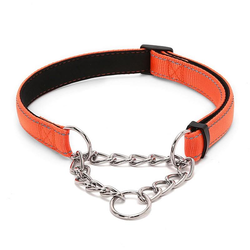 Coleira Martingale de Corrente de Aço Inoxidável Ajustável para Cães Corrente para Cães Tecido de Nylon Refletivo Coleiras para Animais de Estimação para Cães Pequenos Médios Grandes