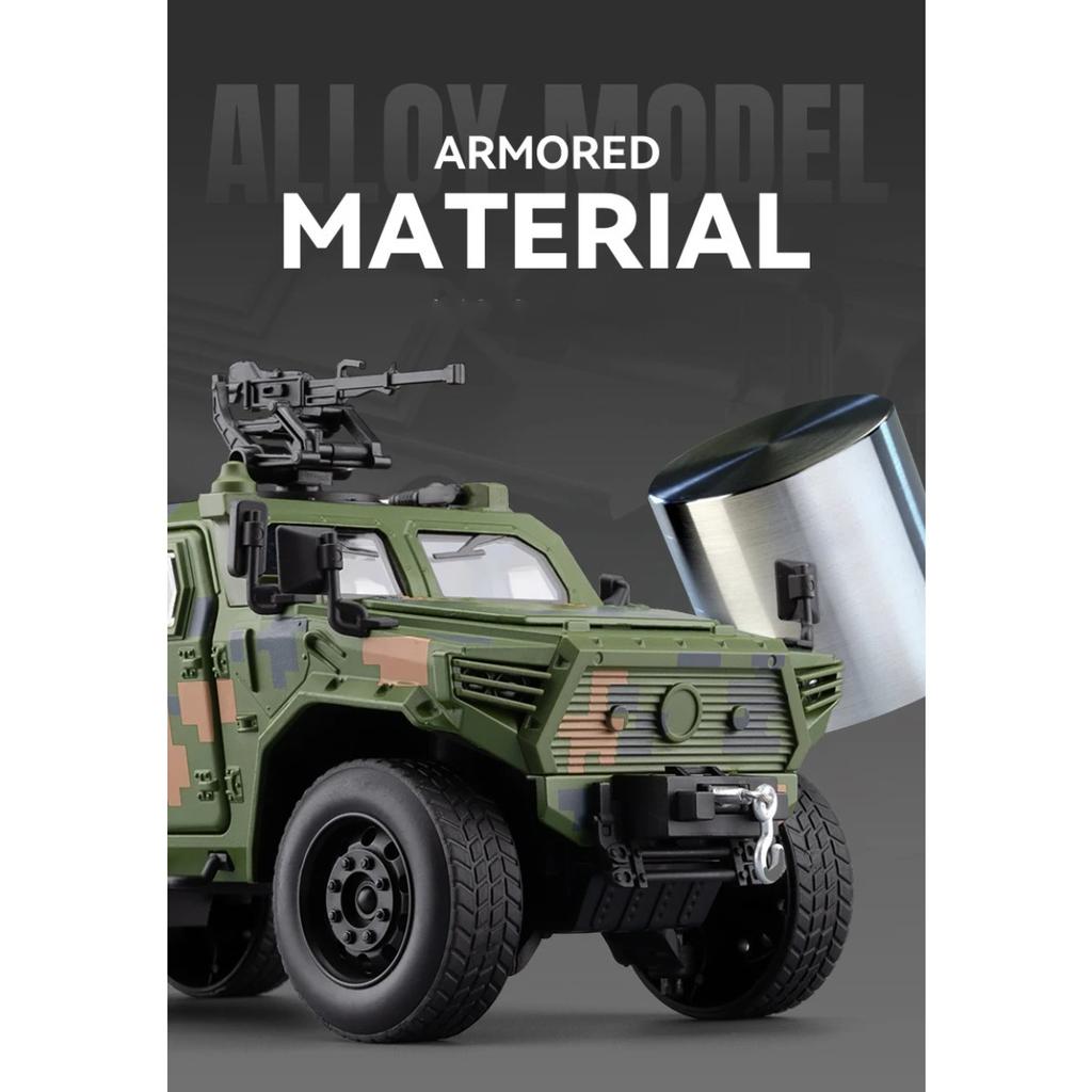 1/20 Armored Vehicles Anti Riot Vehicles Alloy Die Cast Toy Car Model Sound and Light Children's Toy Collectibles Birthday Gift