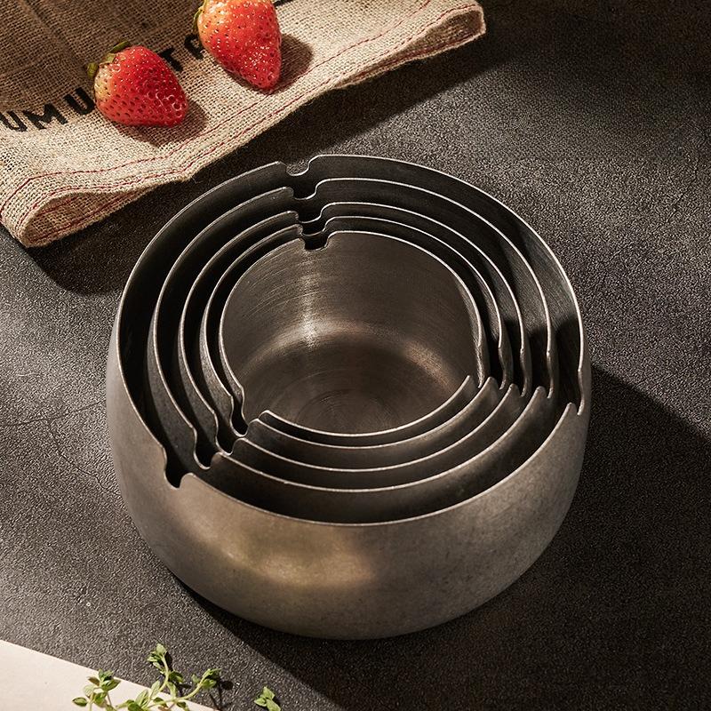 Stainless Steel Ashtray Retro Deep Thickened Simple Anti-fall Personality Ashtray Bar Restaurant