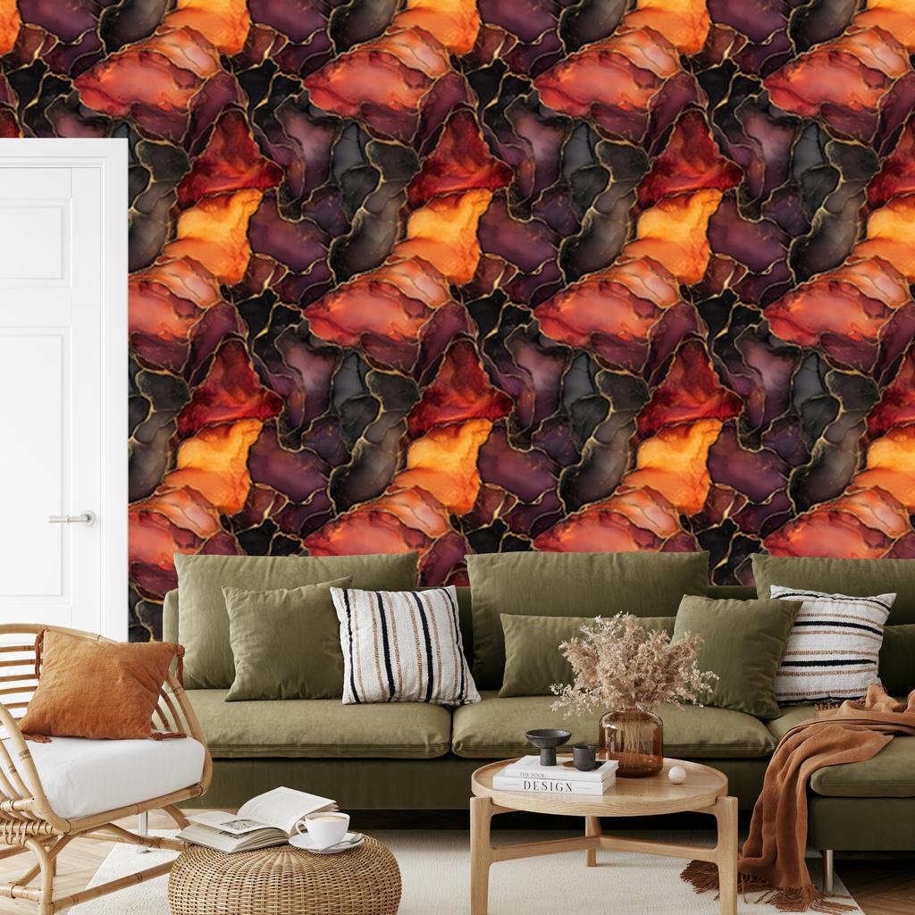 Ink Wallpaper Burgundy, Red and Rust for Living Room and Bedroom 50x1000