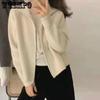 Dunkelgraue Strickjacke mit doppeltem Reißverschluss, kurzes Oberteil, Umlegekragen, Mantel für Damen, schlank, warm, lässig, solide, Pendeln, neue Mode, Frühling und Herbst