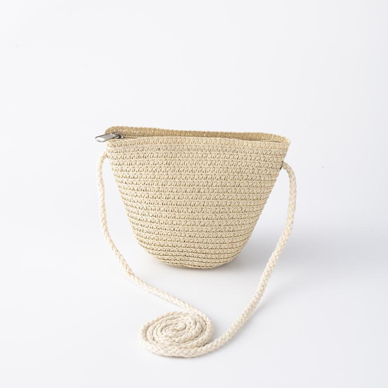 Handmade Woven Girl Flower Straw Bag Coin Purse Zipper Kid Messenger Bags Photo Props Storage Basket Crossbody Handbag