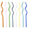 High Glass Wavy Straws Reusable Colorful Straws for Juice Tea Coffee Eco-Friendly High Temp Resistant BPA-free Glass Twist Transparent Straw