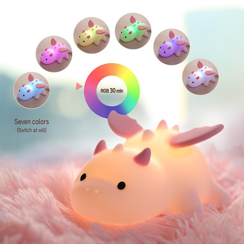 Dinosaurlamp Xiaonailong Night Light, Magnetic Colorful Ambient Light, USB Rechargeable Bedside Night Light