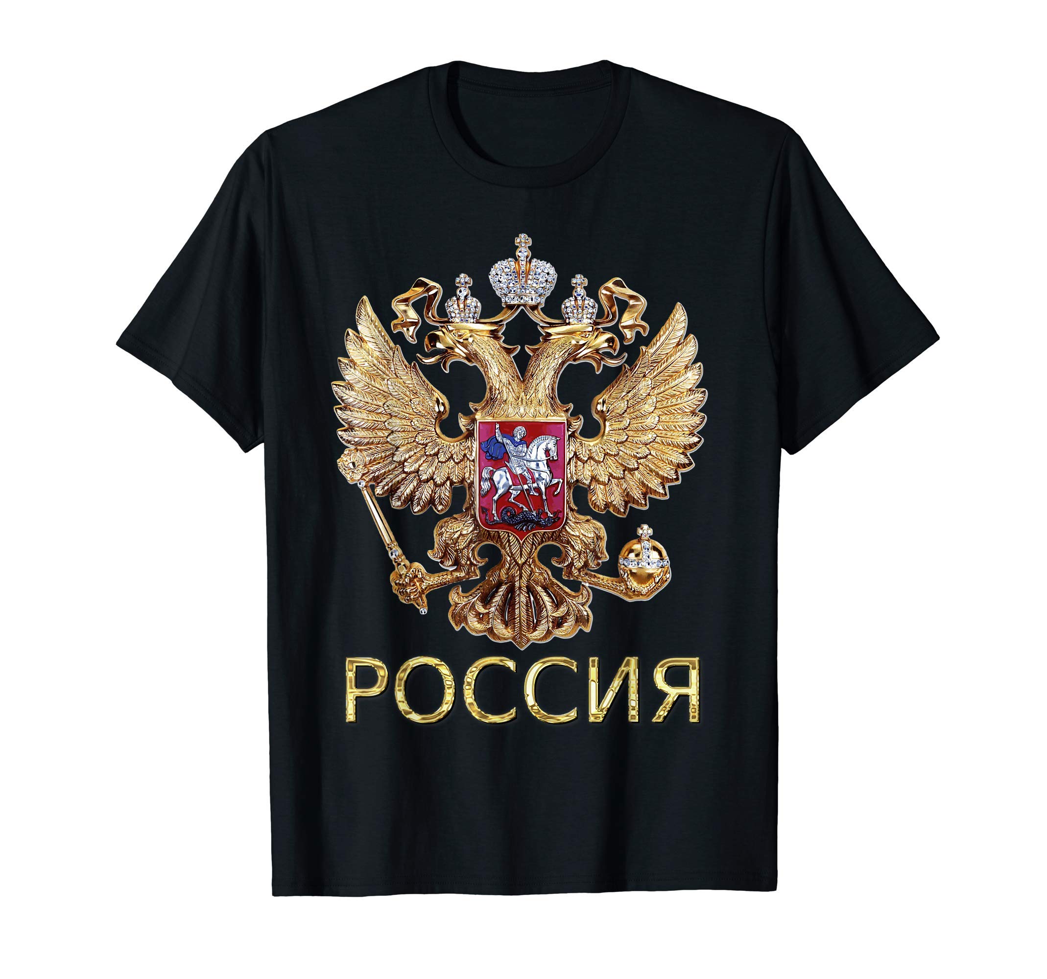 

Герб России Флаг России на русской футболке чёрный