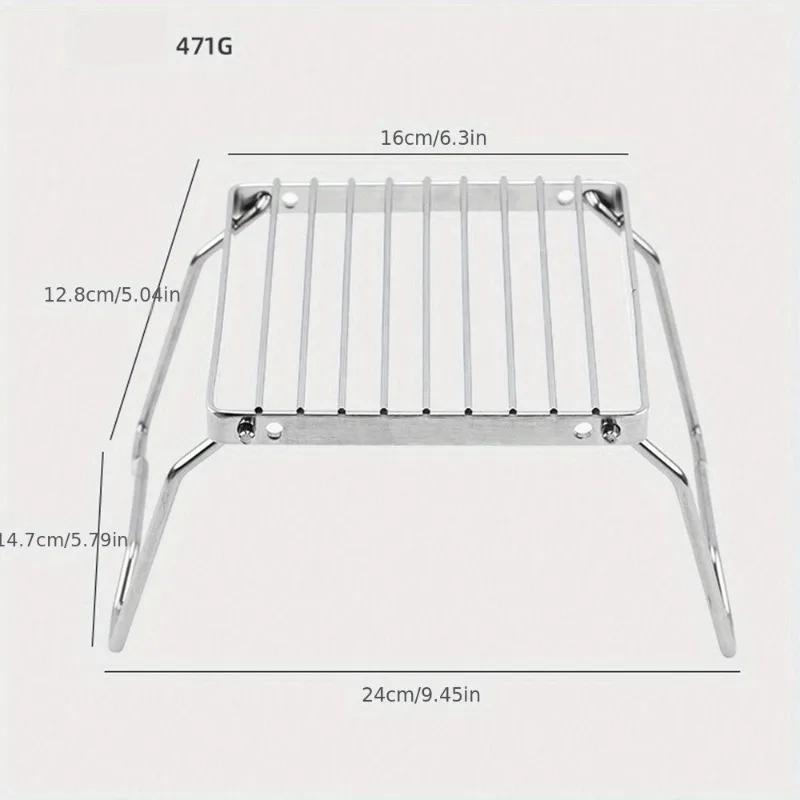 1Pc Outdoor Portable Barbecue Grill Mini Stainless Steel Folding Gas Stove Stand Pot Rack Grill Pan Rack Camping Accessories