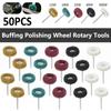 50Pcs Mini Drill Abrasive Brush Scouring Pad Buffing Polishing Wheel with 3mm Shank Grinding Buffing Heads Rotary Tool Accessory
