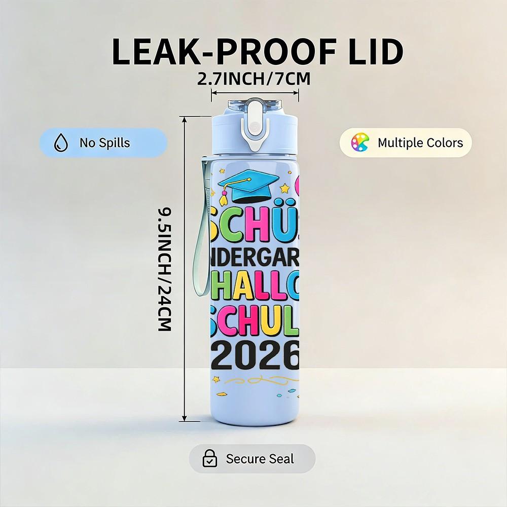 1PC Teachers Kindergarten 2026 Print 750ml Color Plastic Sports Water Bottle Leakproof Flip Straw Lid Suitable for Sports Office Home Use