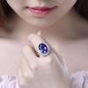 Simulated Deep Blue Tanzanite & Ruby Zircon Pavé Open Ring for Women - European & American Style