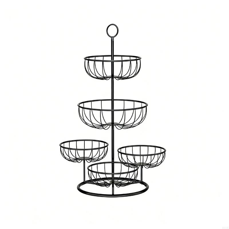 Large Capacity Detachable Fruit Vegetable Storage Rack Iron Ventilated for Space Saving Kitchen Counter Organizers B03E