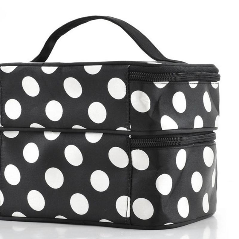 

Capacity Double Large Layer Polka Dot Travel Cosmetic Bag Portable Toiletry Bag білий