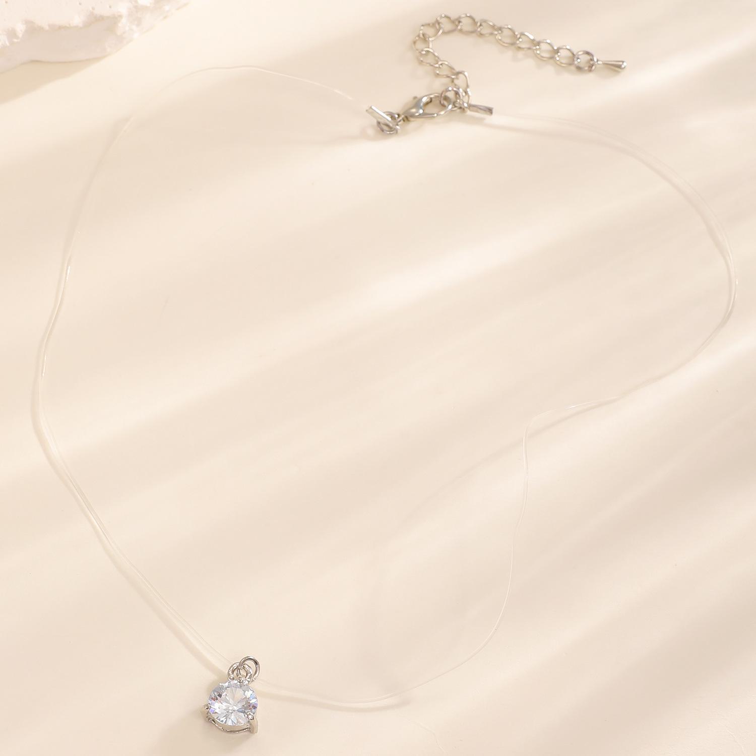 

Модное трансграничное ожерелье-цепочка на ключицу с подвеской в виде капли из стекла и невидимой леской для женщин - Простое, стильное, многослойное, для ношения в несколько рядов