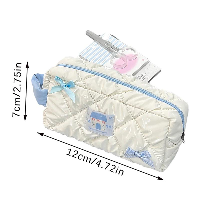 Sweet Bow Pen Bag Women Travel Cosmetic Bag Large Cosmetic Holder Case Portable Pencil Pouch Pencil Cases Stationery Gift