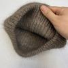 Autumn and winter new women's high-end knitted outdoor warm soft waxy plush knitted hat, solid color versatile stacking hat shows face