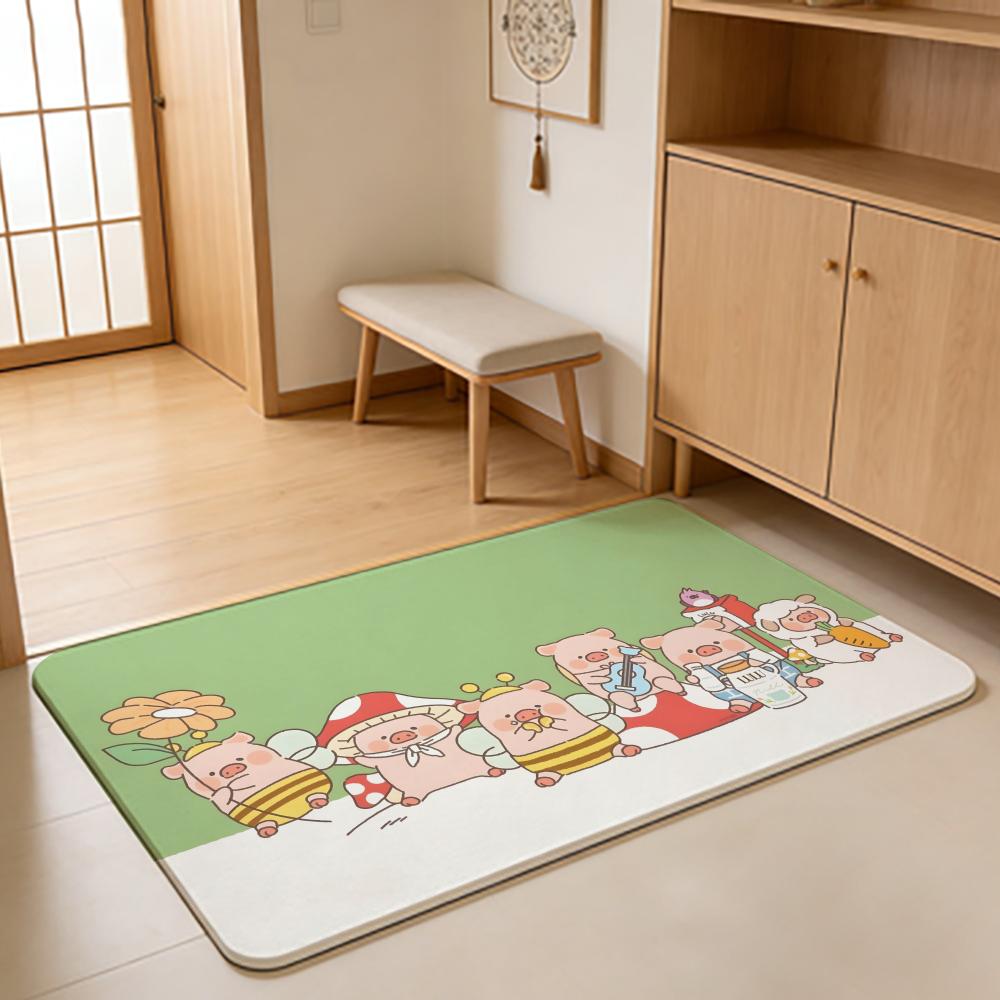 Anime  L-LuLu Floor Mat Absorbent Floor Mat Non-Slip Entrance Rug for Bathrooms Restrooms and Toilets