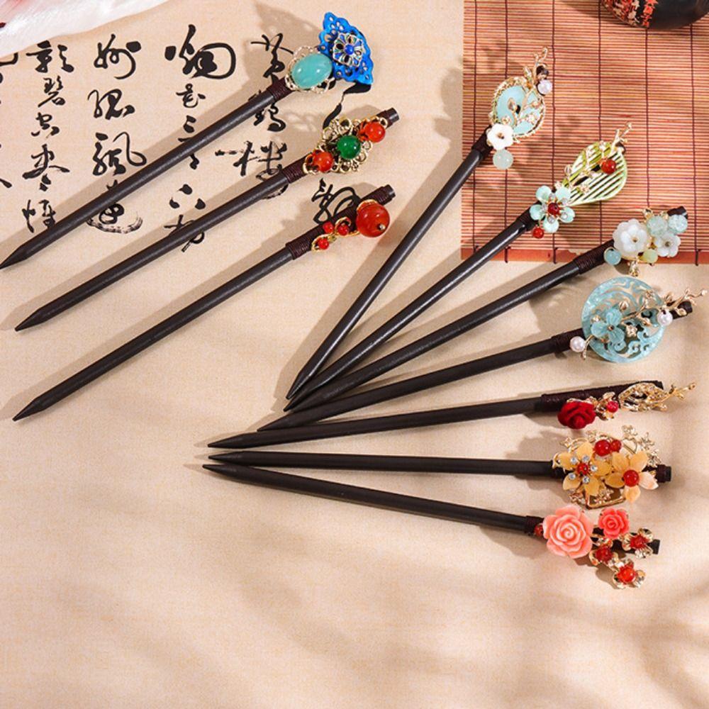 Handmade Flower Hair Sticks Ancient Style Hanfu Hair Fork Hair Stick Pins  for Hanfu