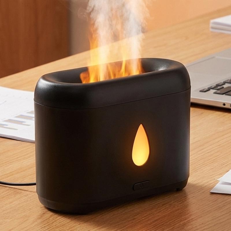 Silent Aromatherapy Flame Humidifier with Atmosphere Lamp for Bedroom