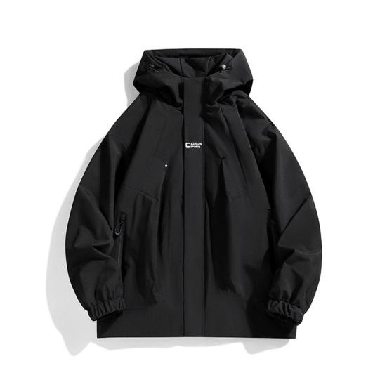 Couple Waterproof Jacket Hooded Long Sleeve Spring Autumn Casual Jacket with Pockets Solid Color Outdoor Travel Outerwear