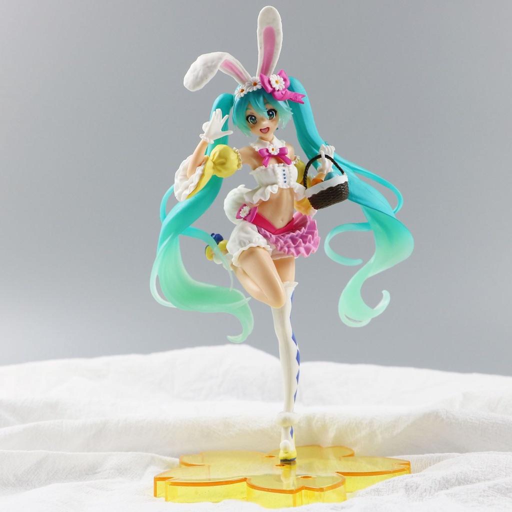 Hatsune Miku Figure Rabbit Ears Spring Ver. Pink Pvc Ornament Gift Collectible 23cm