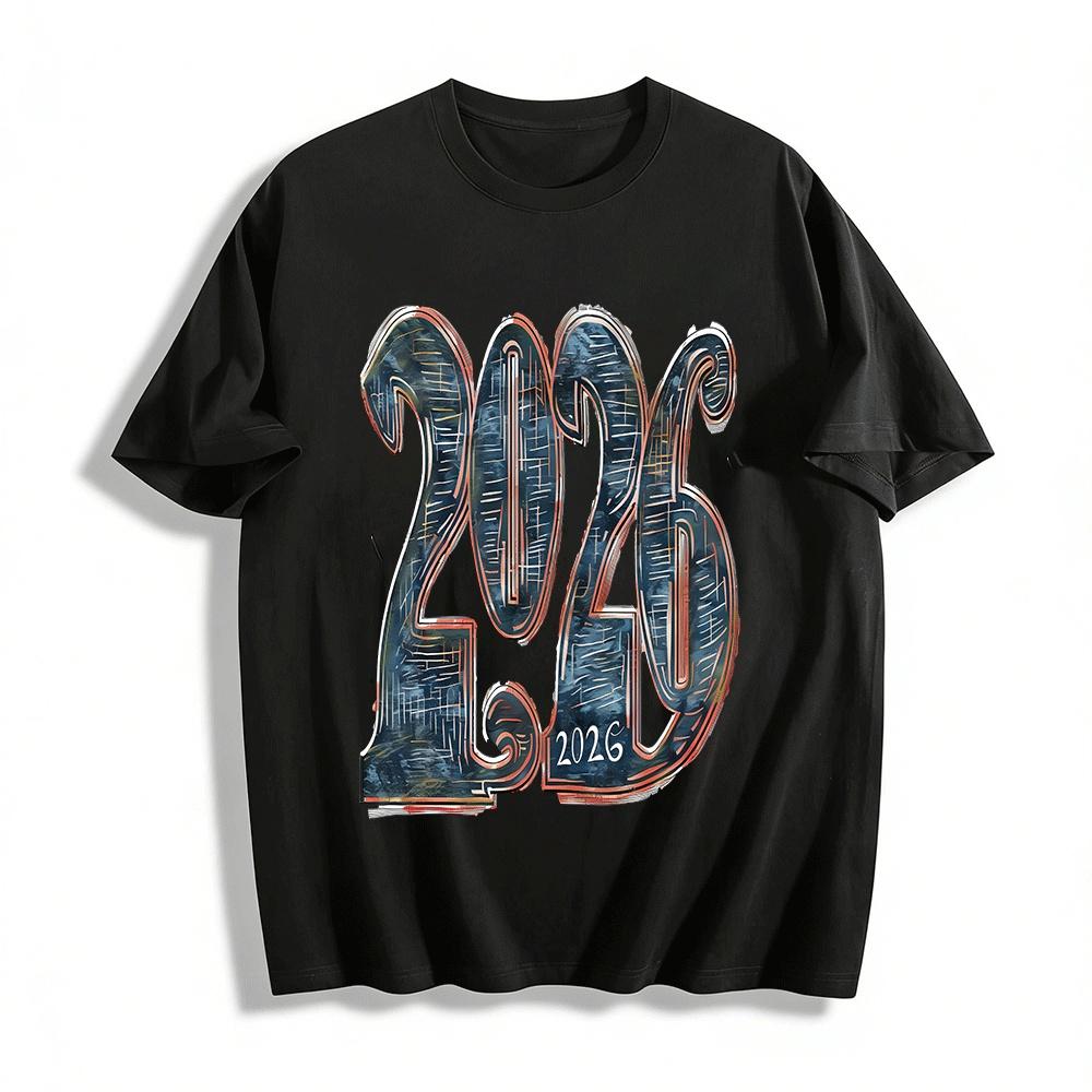 

Vintage Art 2026 Print Casual Crew Neck Short Sleeve T-Shirt Pure cotton T-shirt 6XL