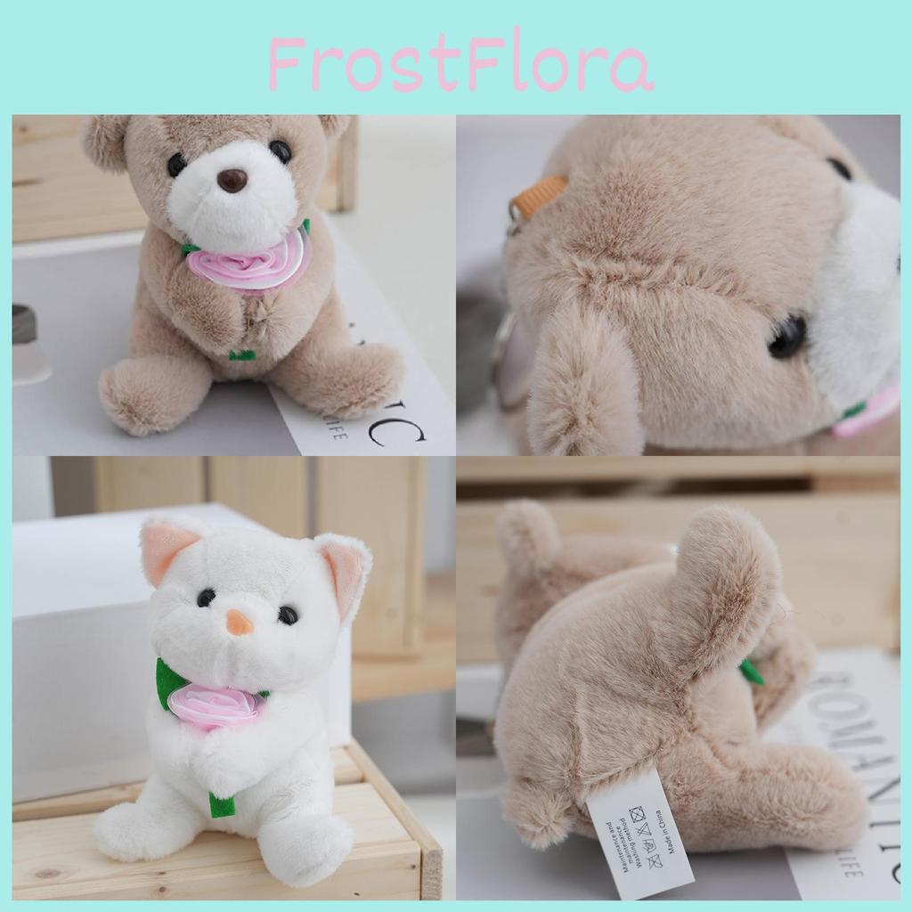 Plush Rose Dog Cat Dolls Toys Stuffed Animals Pp Cotton Filling White Brown