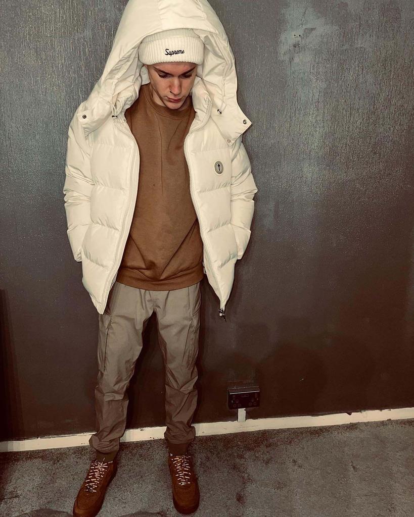 Trapstar Beige Small Logo Cotton Jacket with Detachable Hood