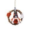 Halloween Gnome Wreath Handmade Decorative Door Hanging with Ghost and Pumpkin Elements Natural Vine Base for Seasonal Home Decor