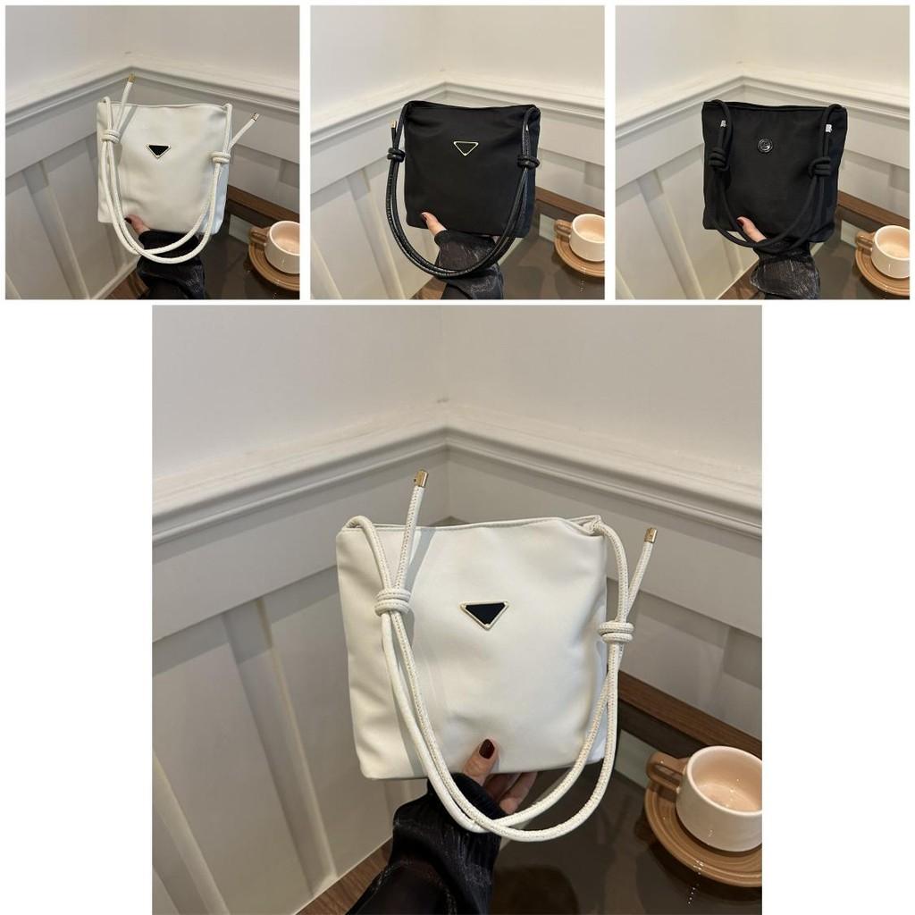 Stylish Large Capacity Solid Color Casual Nylon Shoulder Bag For Everyday Use