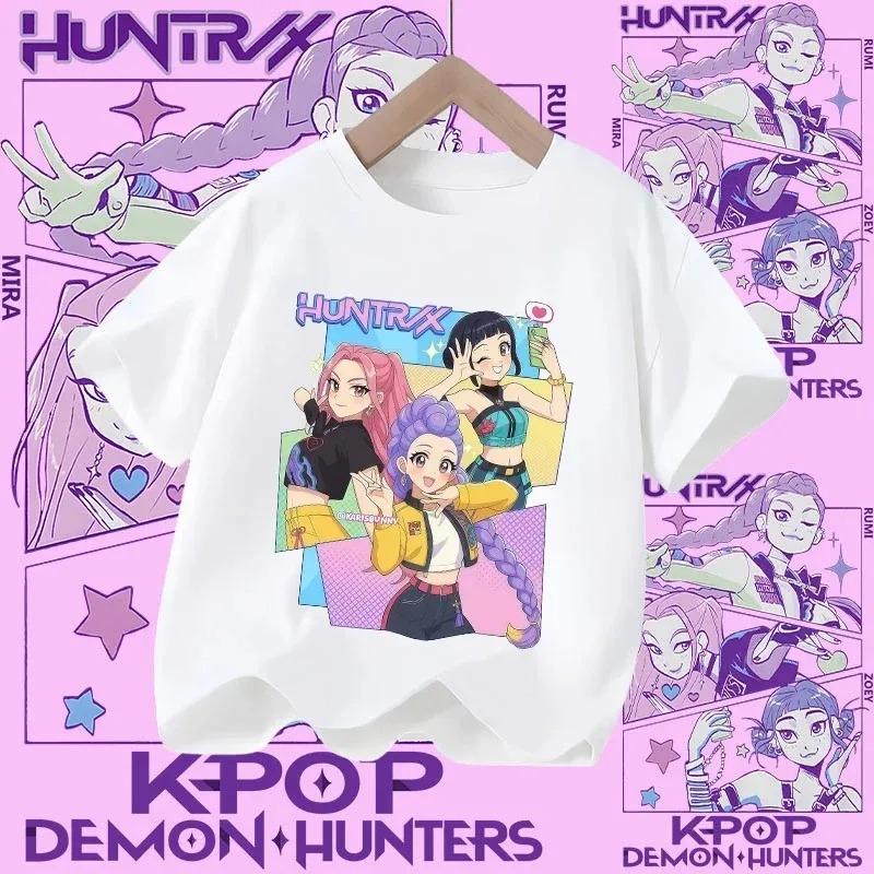 2026 Soft Cotton TShirt for Girls Childrens Clothing Gifts for KPop Demon Hunters Fans Childrens Clothing Fashionable Tops 110