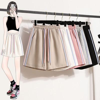 Shorts Five Points Pull-up Large Size Sports Shorts, Summer New A Word Wide Leg Hot Pants, Women's Casual Loose Shorts