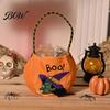 Festival Candy Pouches Halloween Trick or Treat Pumpkin Bucket, Reusable Velvet Bag, Durable Storage Bags Snack Tote Bag with Handle for Party Favors