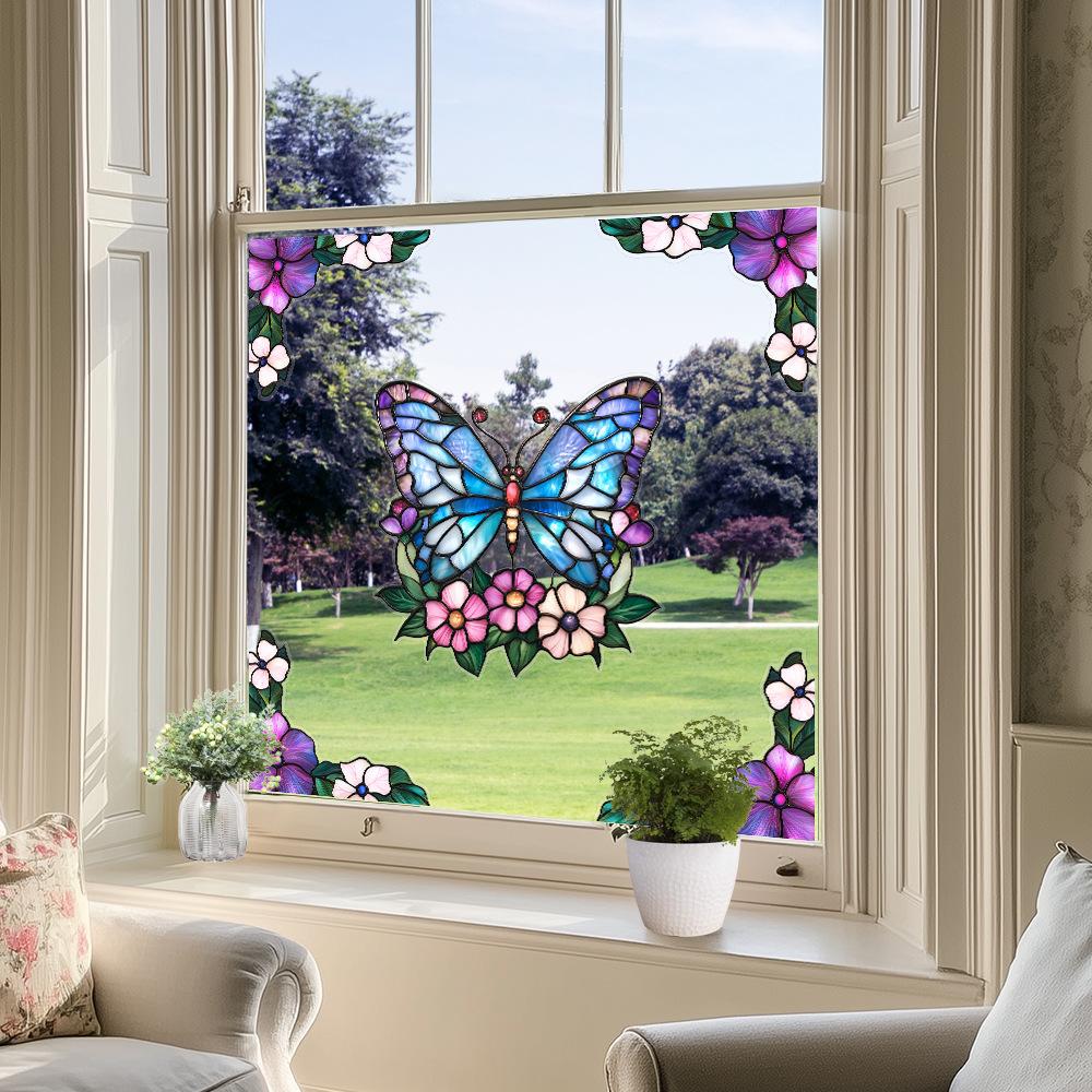 Colorful Window Film PVC Electrostatic Church Glass Decal Wall Sticker Art Mural Wallpaper for Home Decoration