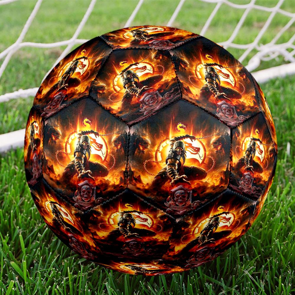 Dark Warrior's Mortal Kombat Size 5 Soccer Ball,Indoor/Outdoor Suitable for Training Matches Tournaments Practice Games Perfect Gift for Fan